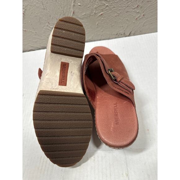 Merrell Womens Leather Slide Open Toe Clogs Sandals Heels Size 8 - Picture 5 of 5